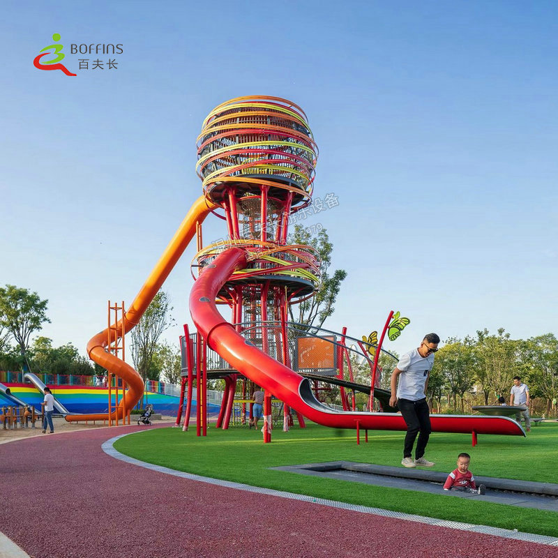 户外大型不锈钢滑梯